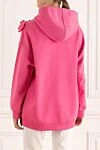 Pink cotton hoodie for women Valentino - Decor embroidery logo. hood, drawstring closure, front pocket. 100% cotton. Country of manufacture: Italy. Care: specialized cleaning - photo 4