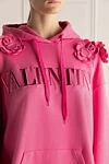 Valentino Pink cotton hoodie for women - Decor embroidery logo. hood, drawstring closure, front pocket. 100% cotton. Country of manufacture: Italy. Care: specialized cleaning - photo 5