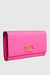 Women's wallet bright pink leather with logo Valentino - logo. 100% genuine leather. Fastener: button. Country of manufacture: Italy. Care: specialized cleaning - photo 2