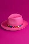 Women's cotton pink hat with multicolored ribbon Valentino - contrasting tape. 100% cotton. Country of manufacture: Italy. Care: specialized cleaning - photo 6