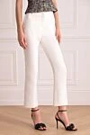 Valentino White viscose and silk pants for women - two pockets. 63% viscose, 37% silk. zipper, button. Country of manufacture: Italy. Care: specialized cleaning - photo 3