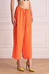 Valentino Orange silk trousers for women - free cut. 100% silk. elastic belt with lacing. Country of manufacture: Italy. Care: specialized cleaning - photo 3