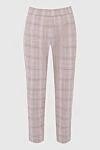 Panicale Women's beige plaid pants - checkered pattern. 48% wool, 40% cotton, 10% linen, 2% elastane. elastic belt. Country of manufacture: Italy. Care: specialized cleaning - photo 1