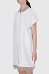 Panicale White cotton dress for women - zipper. contrasting neck and bottom, short sleeve. 98% cotton, 2% elastane. Country of manufacture: Italy. Care: specialized cleaning - photo 3