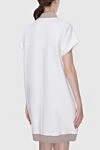 White cotton dress for women Panicale - zipper. contrasting neck and bottom, short sleeve. 98% cotton, 2% elastane. Country of manufacture: Italy. Care: specialized cleaning - photo 4