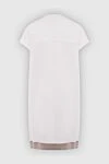 White cotton dress for women Panicale - zipper. contrasting neck and bottom, short sleeve. 98% cotton, 2% elastane. Country of manufacture: Italy. Care: specialized cleaning - photo 6