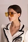 Women's yellow square large glasses Balmain - Frame color: gold, silver. yellow. titanium. Country of manufacture: Italy. Care: specialized cleaning - photo 2