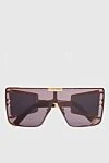 Balmain Men's sunglasses with golden frame and brown lenses - Frame color: golden. brown. titanium, plastic. Country of manufacture: Italy. Care: specialized cleaning - photo 1