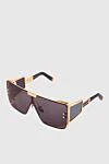 Men's sunglasses with golden frame and brown lenses Balmain - Frame color: golden. brown. titanium, plastic. Country of manufacture: Italy. Care: specialized cleaning - photo 2