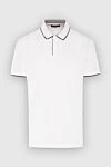 Loro Piana Polo made of cotton and elastane white for men - Contrasting stripes on collar and cuffs. 96% cotton, 4% elastane. Closure: Zipper. Country of manufacture: Italy. Care: specialized cleaning - photo 1