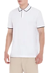 Loro Piana Polo made of cotton and elastane white for men - Contrasting stripes on collar and cuffs. 96% cotton, 4% elastane. Closure: Zipper. Country of manufacture: Italy. Care: specialized cleaning - photo 3