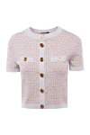 Balmain Pink blouse for women - Decoration: monogram pattern, gold-plated buttons, short sleeves. buttons. 74% viscose, 16% polyester, 5% metallized thread. Country of manufacture: Italy. Care: specialized cleaning - photo 1