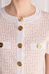 Balmain Pink blouse for women - Decoration: monogram pattern, gold-plated buttons, short sleeves. buttons. 74% viscose, 16% polyester, 5% metallized thread. Country of manufacture: Italy. Care: specialized cleaning - photo 5