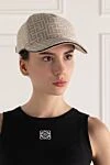 Beige women's cap with monogram print Balmain - logo pattern. strap. 51% linen, 49% cotton. Country of manufacture: Italy. Care: specialized cleaning - photo 2