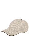 Balmain Beige women's cap with monogram print - logo pattern. strap. 51% linen, 49% cotton. Country of manufacture: Italy. Care: specialized cleaning - photo 3