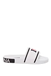 Dolce & Gabbana Women's rubber slippers with an embossed logo, white - embossed logo, contrasting stripes. rubber. Country of manufacture: Italy. Care: specialized cleaning - photo 1