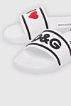 Dolce & Gabbana Women's rubber slippers with an embossed logo, white - embossed logo, contrasting stripes. rubber. Country of manufacture: Italy. Care: specialized cleaning - photo 5