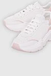 Dolce & Gabbana Women's leather sneakers with pink inserts in white - contrasting inserts, perforation. leather. lacing. Country of manufacture: Italy. Care: specialized cleaning - photo 5