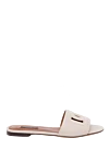 Dolce & Gabbana Women's leather slippers with an embossed logo, beige - embossed logo, contrasting sole. leather. Country of manufacture: Italy. Care: specialized cleaning - photo 1