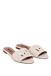 Dolce & Gabbana Women's leather slippers with an embossed logo, beige - embossed logo, contrasting sole. leather. Country of manufacture: Italy. Care: specialized cleaning - photo 3