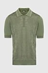 Cesare di Napoli Silk polo green for men - Textured pattern, contrasting stripes on the collar and cuffs. 100% silk. Closure: Zipper. Country of manufacture: Italy. Care: specialized cleaning - photo 1