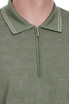 Cesare di Napoli Silk polo green for men - Textured pattern, contrasting stripes on the collar and cuffs. 100% silk. Closure: Zipper. Country of manufacture: Italy. Care: specialized cleaning - photo 5