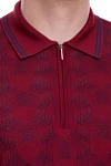 Cesare di Napoli Silk polo burgundy for men - Textured pattern, contrasting stripes on the collar and cuffs. 100% silk. Closure: Zipper. Country of manufacture: Italy. Care: specialized cleaning - photo 5