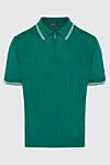 Cesare di Napoli Silk polo green for men - Textured pattern, contrasting stripes on the collar and cuffs. 100% silk. Closure: Zipper. Country of manufacture: Italy. Care: specialized cleaning - photo 1