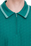 Cesare di Napoli Silk polo green for men - Textured pattern, contrasting stripes on the collar and cuffs. 100% silk. Closure: Zipper. Country of manufacture: Italy. Care: specialized cleaning - photo 5