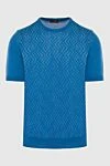 Cesare di Napoli Silk short sleeve jumper blue for men - Decor: Fantasy pattern. Optional: Short sleeve. Composition: 100% silk. Country of manufacture: Italy. Care: specialized cleaning - photo 1