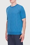 Cesare di Napoli Silk short sleeve jumper blue for men - Decor: Fantasy pattern. Optional: Short sleeve. Composition: 100% silk. Country of manufacture: Italy. Care: specialized cleaning - photo 3