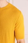 Cesare di Napoli Short sleeve jumper made of silk and cotton yellow for men - Short sleeve. 50% silk, 50% cotton. Country of manufacture: Italy. Care: specialized cleaning - photo 5