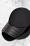 Cesare di Napoli Black alligator and polyamide cap for men - Textured leather. 50% alligator skin, 50% polyamide. Country of manufacture: Italy. Care: specialized cleaning - photo 5