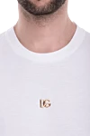 Dolce & Gabbana White cotton T-shirt for men - logo. 100% cotton. Country of manufacture: Italy. Care: specialized cleaning - photo 5