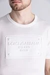 Dolce & Gabbana White cotton T-shirt for men - Decor: logo. Composition: 100% cotton. Country of manufacture: Italy. Care: specialized cleaning - photo 5