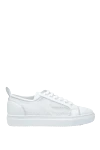 Doucal`s White leather sneakers for men - 100% genuine leather. lacing. height 2 cm, large tread. Country of manufacture: Italy. Care: specialized cleaning - photo 1