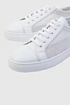 Doucal`s White leather sneakers for men - 100% genuine leather. lacing. height 2 cm, large tread. Country of manufacture: Italy. Care: specialized cleaning - photo 5