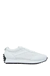 Doucal`s White leather sneakers for men - perforation. 100% leather. lacing. height 2 cm. Country of manufacture: Italy. Care: specialized cleaning - photo 1