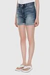 Jacob Cohen Women's blue high-rise denim shorts - scuffs. five pockets. 100% cotton. zipper, button. Country of manufacture: Italy. Care: specialized cleaning - photo 3