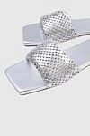 Le Silla Women's leather slippers with a square toe silver - square nose, silver spraying, mesh. leather. Country of manufacture: Italy. Care: specialized cleaning - photo 5