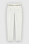 Women's linen white pants with a thin belt Peserico - contrasting belt. four pockets. 100% linen. zipper, belt. Country of manufacture: Italy. Care: specialized cleaning - photo 6