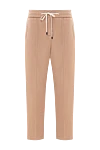 Peserico Beige cotton and polyester pants for women - four pockets. 52% cotton, 48% polyester. drawstring. Country of manufacture: Italy. Care: specialized cleaning - photo 1