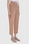 Peserico Beige cotton and polyester pants for women - four pockets. 52% cotton, 48% polyester. drawstring. Country of manufacture: Italy. Care: specialized cleaning - photo 3