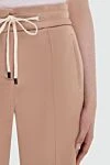 Peserico Beige cotton and polyester pants for women - four pockets. 52% cotton, 48% polyester. drawstring. Country of manufacture: Italy. Care: specialized cleaning - photo 5