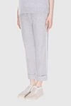 Peserico Women's casual gray pants with white stripes - contrasting stripes. four pockets. 92% cotton, 8% elastane. zipper, button. Country of manufacture: Italy. Care: specialized cleaning - photo 3