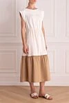 Peserico White cotton dress for women - contrasting skirt. 95% cotton, 5% elastane. Country of manufacture: Italy. Care: specialized cleaning - photo 3