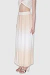 Peserico Women's maxi skirt, beige with white ombre - pleated. 100% polyester. elastic belt. Country of manufacture: Italy. Care: specialized cleaning - photo 3