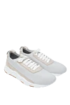 Peserico Gray sneakers for women - contrasting inserts, contrasting sole. viscose, rubber, polyester. lacing. Country of manufacture: Italy. Care: specialized cleaning - photo 3