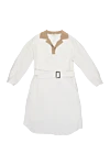 Peserico White dress for women - Fastener: belt. contrasting collar. 67% viscose, 18% silk, 15% cotton. Country of manufacture: Italy. Care: specialized cleaning - photo 1