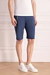 Barba Napoli Cotton and polyamide shorts blue for men - Decor : contrast belt. 66% cotton, 34% polyamide. Fastener: zippers, drawstring. two side pockets, one back pocket. Country of manufacture: Italy. Care: specialized cleaning - photo 3